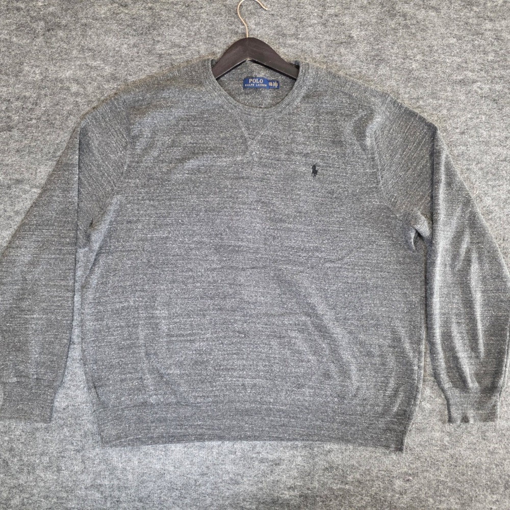 Polo Ralph Lauren Sweater‎ Mens XXL Gray Crewneck Casual Knit Preppy Pullover